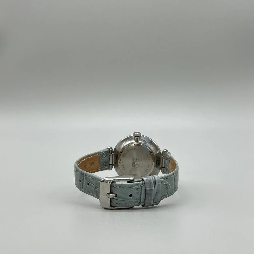 Anne Klein 1090G9 Womens Watch 34mm Silver Tone Dial Gray Leather New Battery